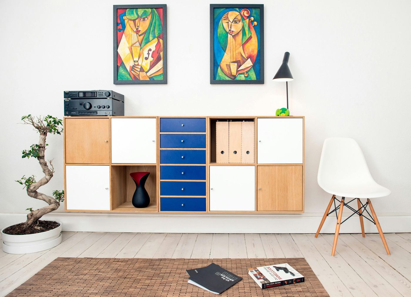 Living room with art